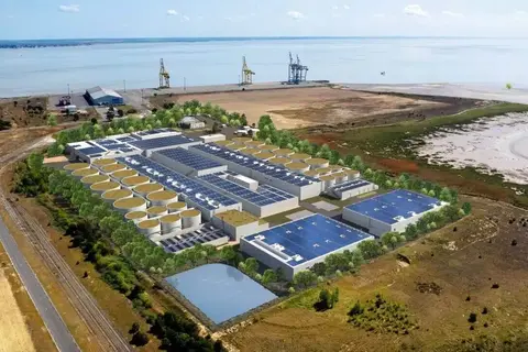 Une vue du projet de la ferme piscicole au Verdon-sur-Mer (Gironde) qui pourrait être inaugurée en 2030.