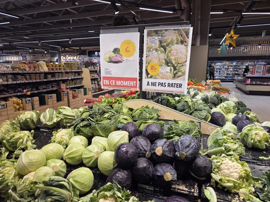 Un prix à 0,99€/p accouplé à une offre sur les choux verts et rouges à l'Intermarché de Cesson-Sévigné (Ille-et-Vilaine).